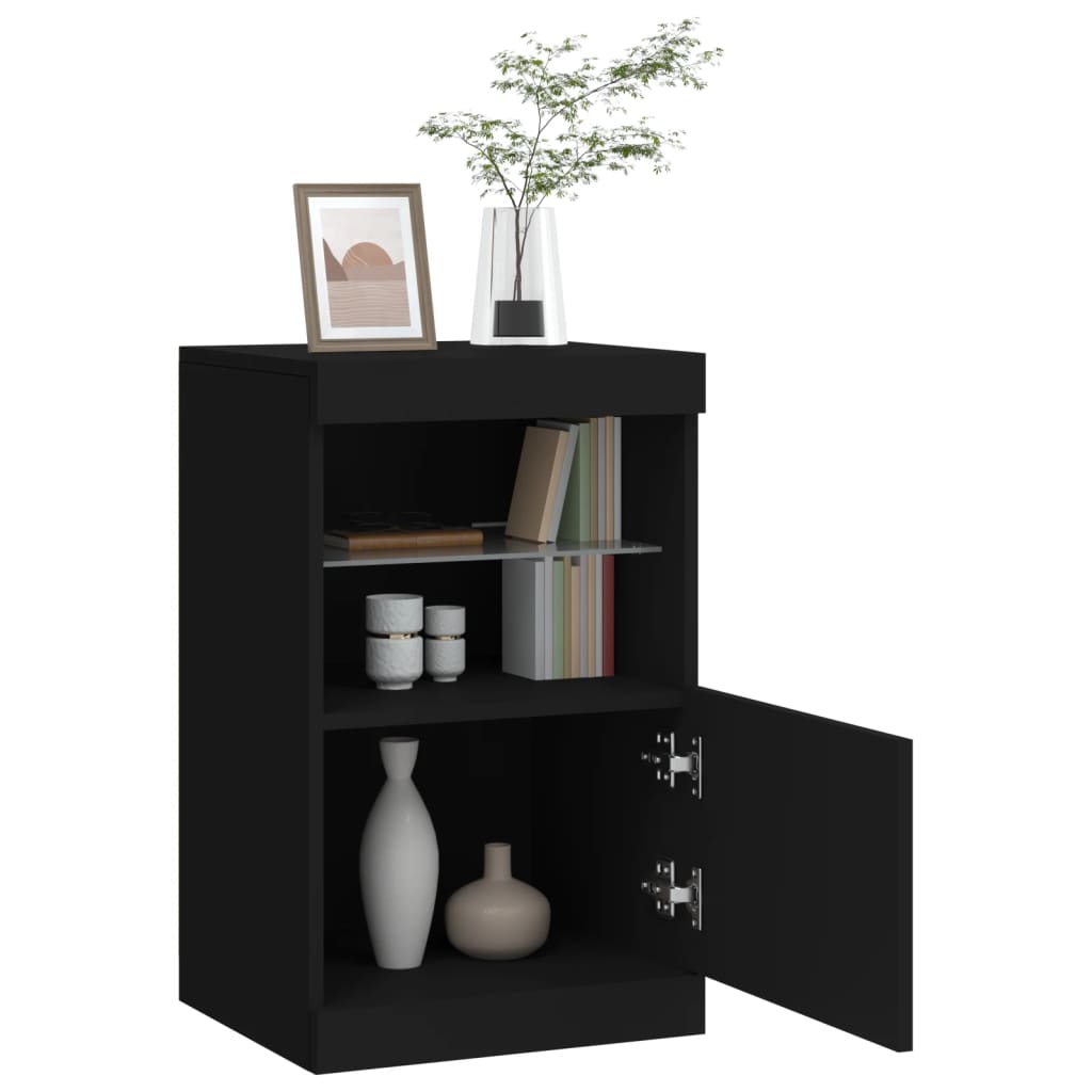 vidaXL Servantă cu lumini LED, negru, 41x37x67 cm vidaXL Servantă cu lumini LED, negru, 41x37x67 cm