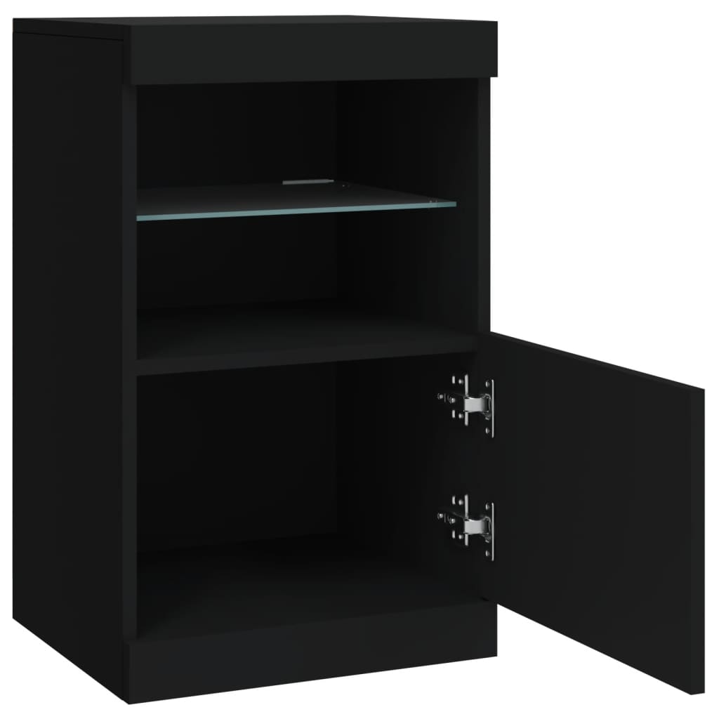 vidaXL Servantă cu lumini LED, negru, 41x37x67 cm vidaXL Servantă cu lumini LED, negru, 41x37x67 cm