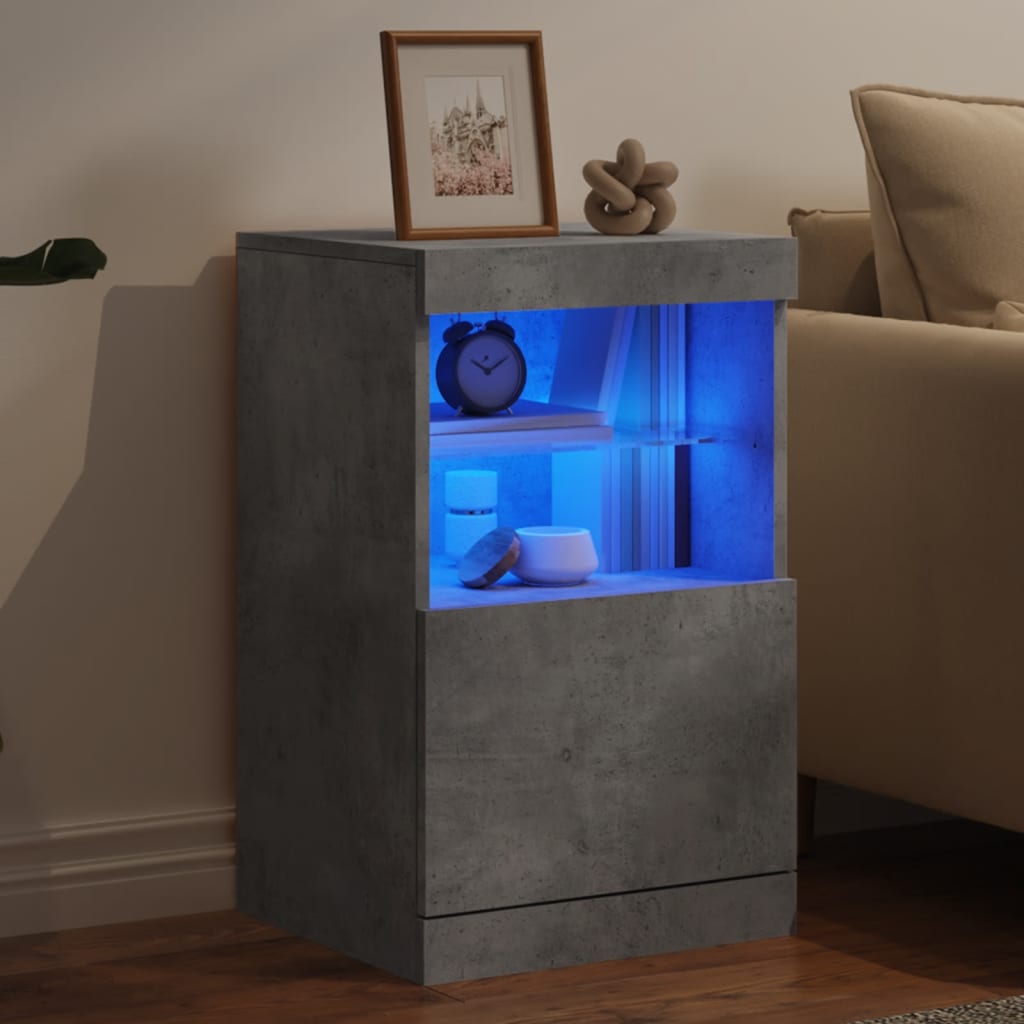 vidaXL Servantă cu lumini LED, gri beton, 41x37x67 cm