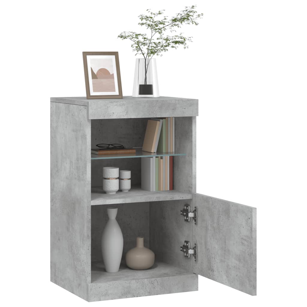 vidaXL Servantă cu lumini LED, gri beton, 41x37x67 cm