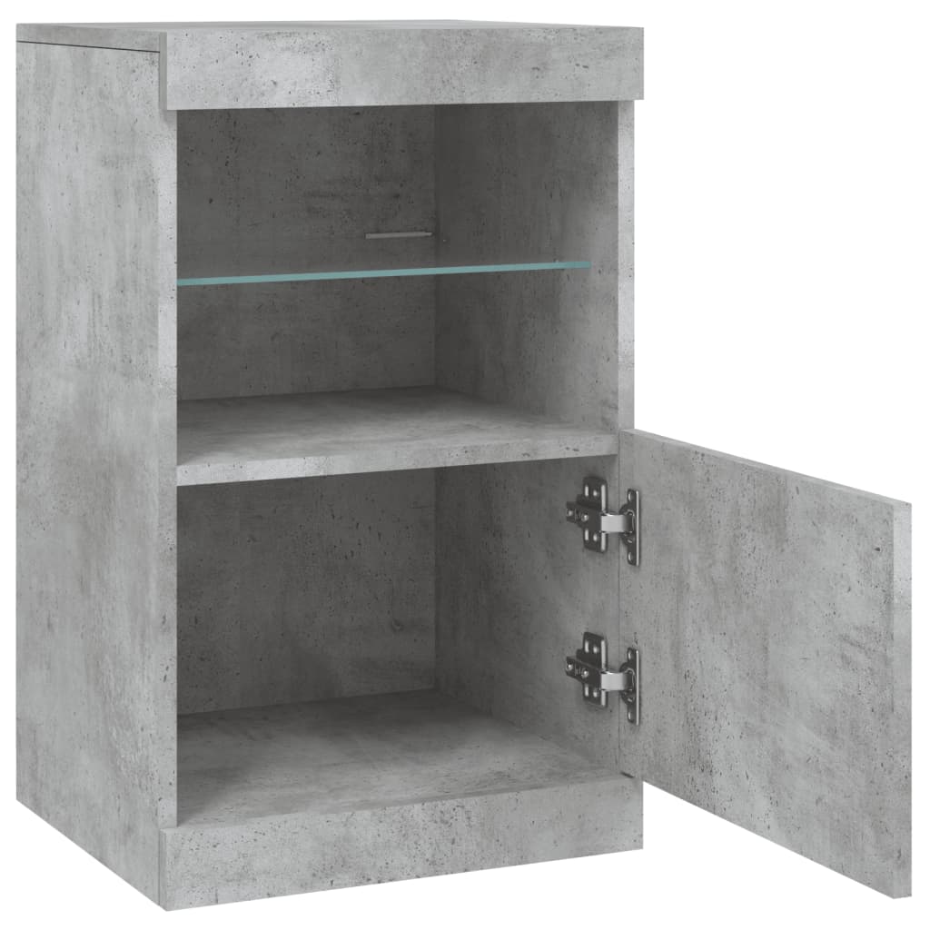 vidaXL Servantă cu lumini LED, gri beton, 41x37x67 cm