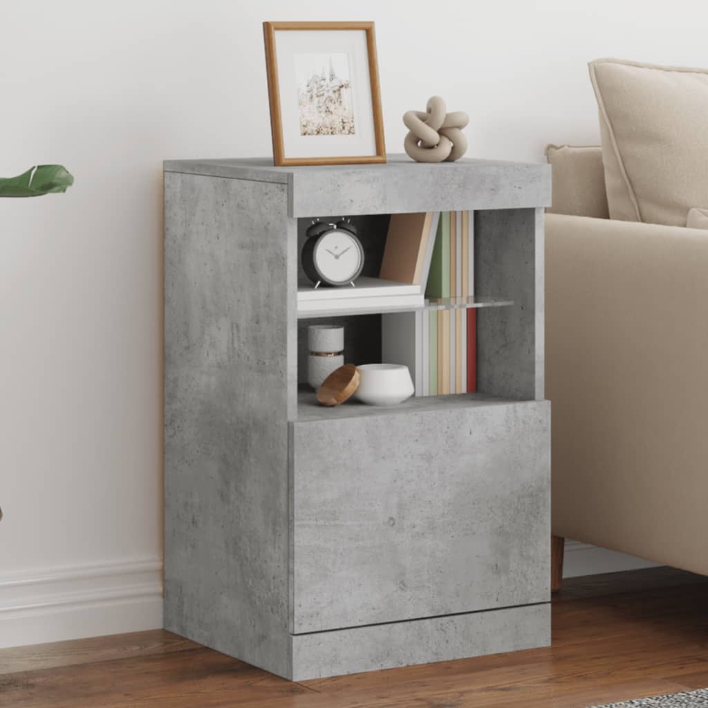 vidaXL Servantă cu lumini LED, gri beton, 41x37x67 cm