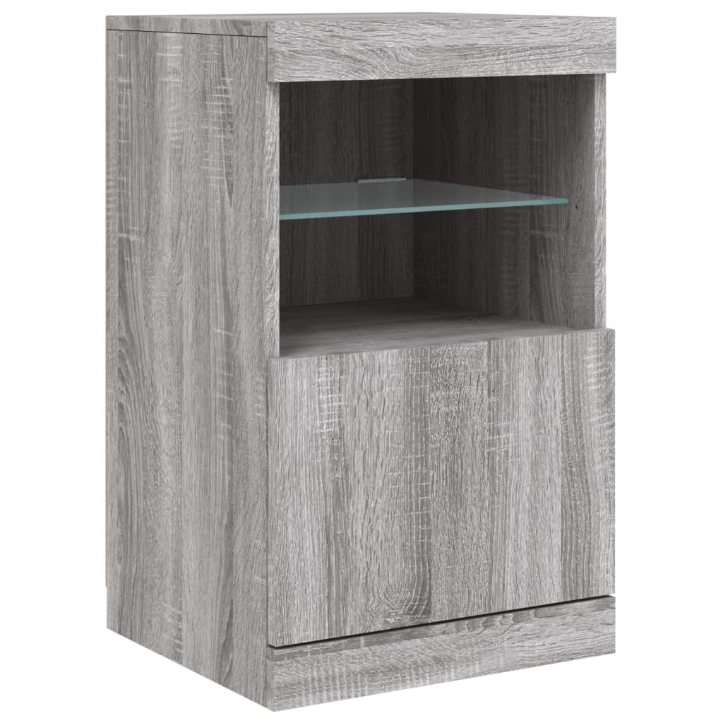 vidaXL Servantă cu lumini LED, gri sonoma, 41x37x67 cm