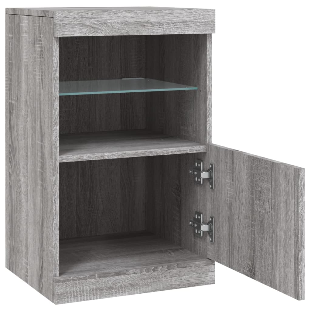 vidaXL Servantă cu lumini LED, gri sonoma, 41x37x67 cm