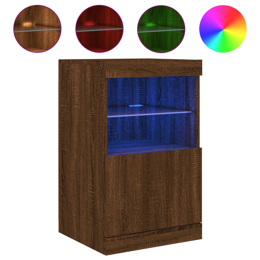 vidaXL Servantă cu lumini LED, stejar maro, 41x37x67 cm vidaXL Servantă cu lumini LED, stejar maro, 41x37x67 cm