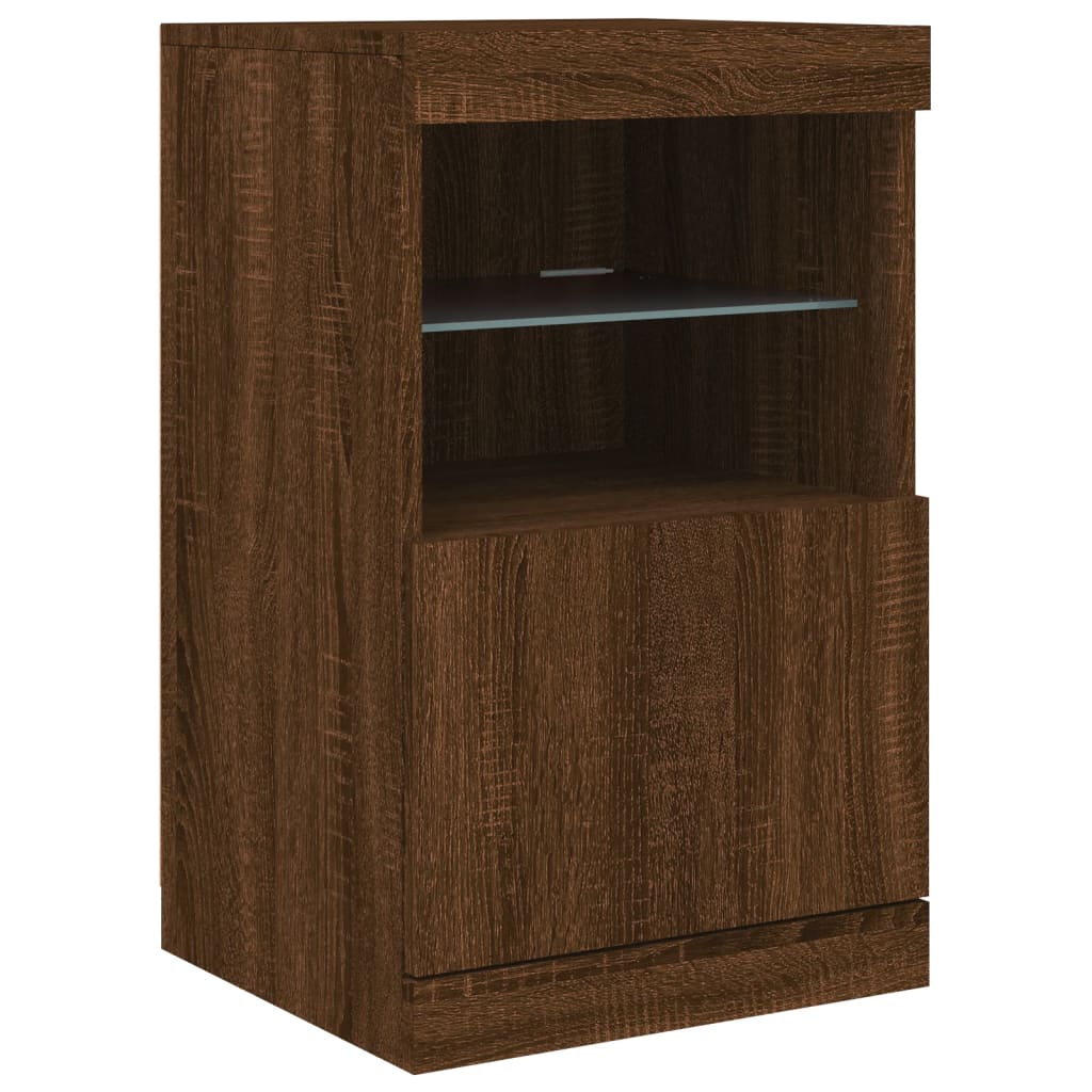vidaXL Servantă cu lumini LED, stejar maro, 41x37x67 cm vidaXL Servantă cu lumini LED, stejar maro, 41x37x67 cm