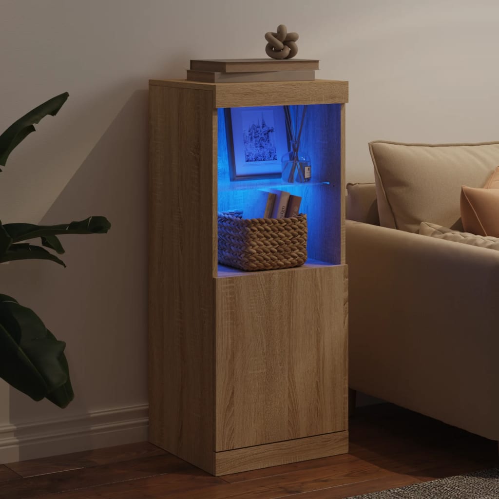 vidaXL Servantă cu lumini LED, stejar sonoma, 41x37x100 cm