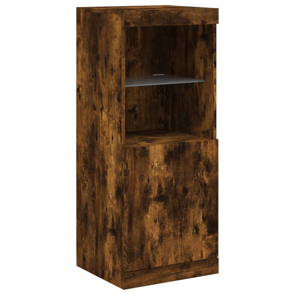 vidaXL Servantă cu lumini LED, stejar fumuriu, 41x37x100 cm