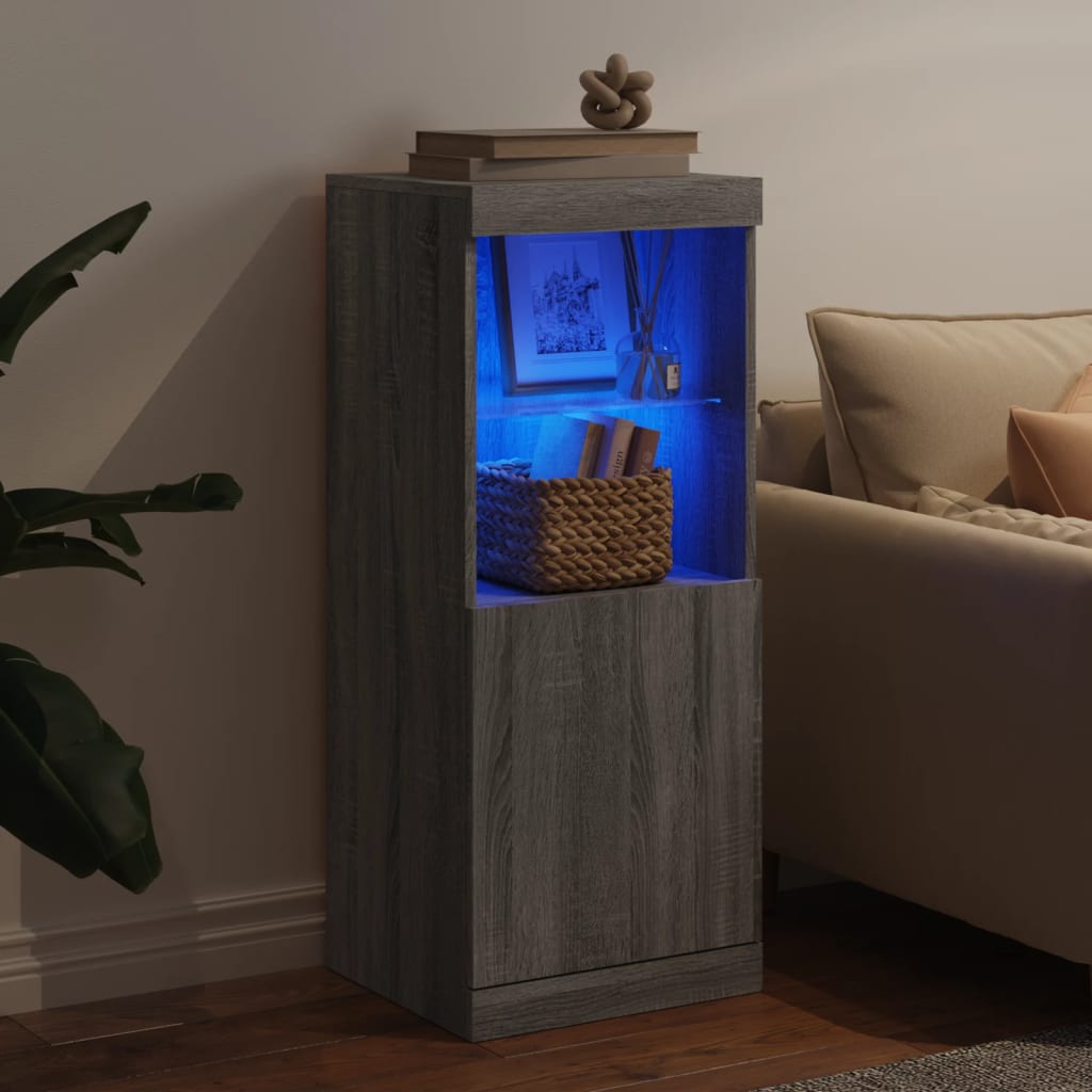 vidaXL Servantă cu lumini LED, gri sonoma, 41x37x100 cm