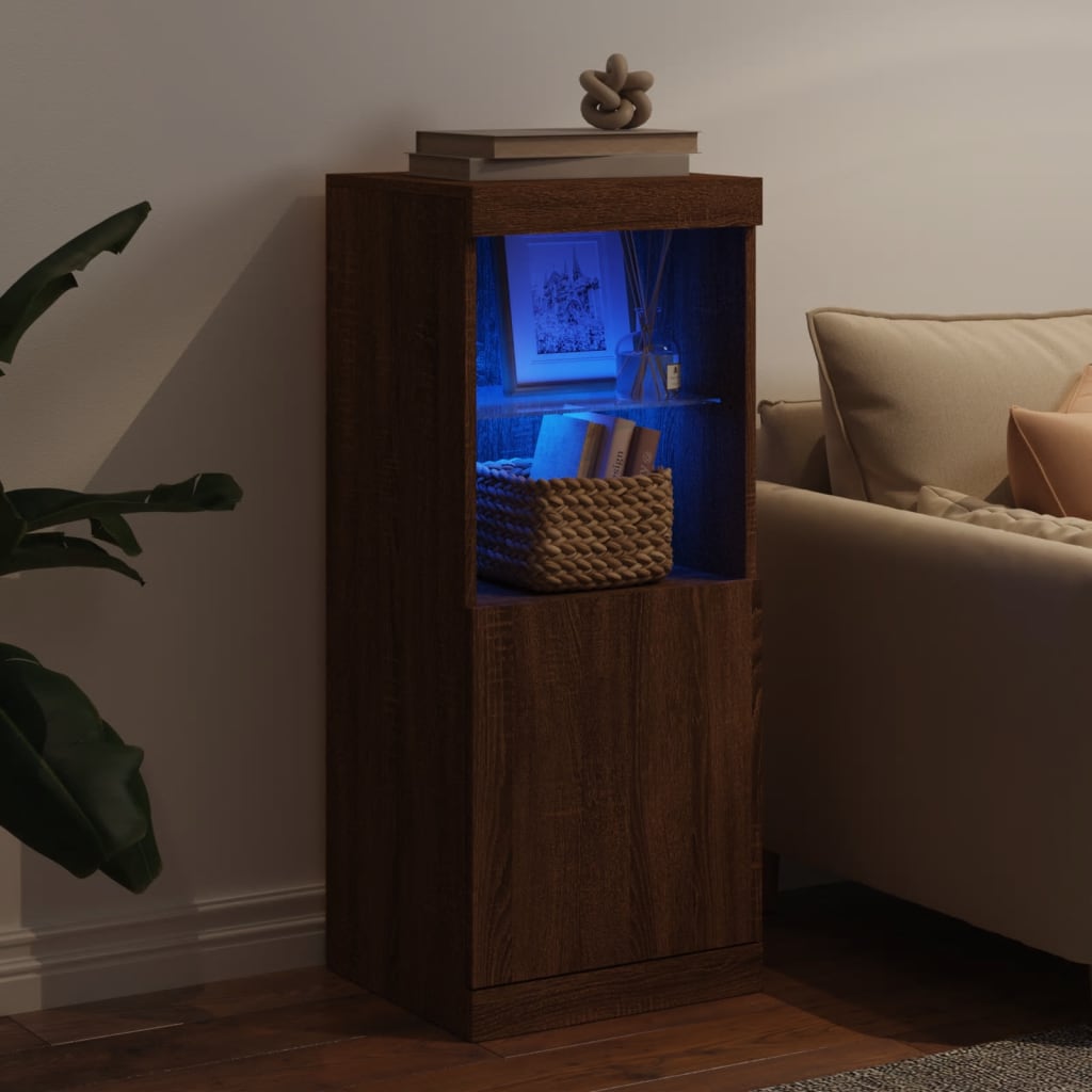 vidaXL Servantă cu lumini LED, stejar maro, 41x37x100 cm vidaXL Servantă cu lumini LED, stejar maro, 41x37x100 cm