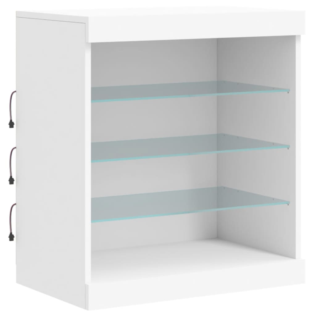 vidaXL Servantă cu lumini LED, alb, 60,5x37x67 cm vidaXL Servantă cu lumini LED, alb, 60,5x37x67 cm