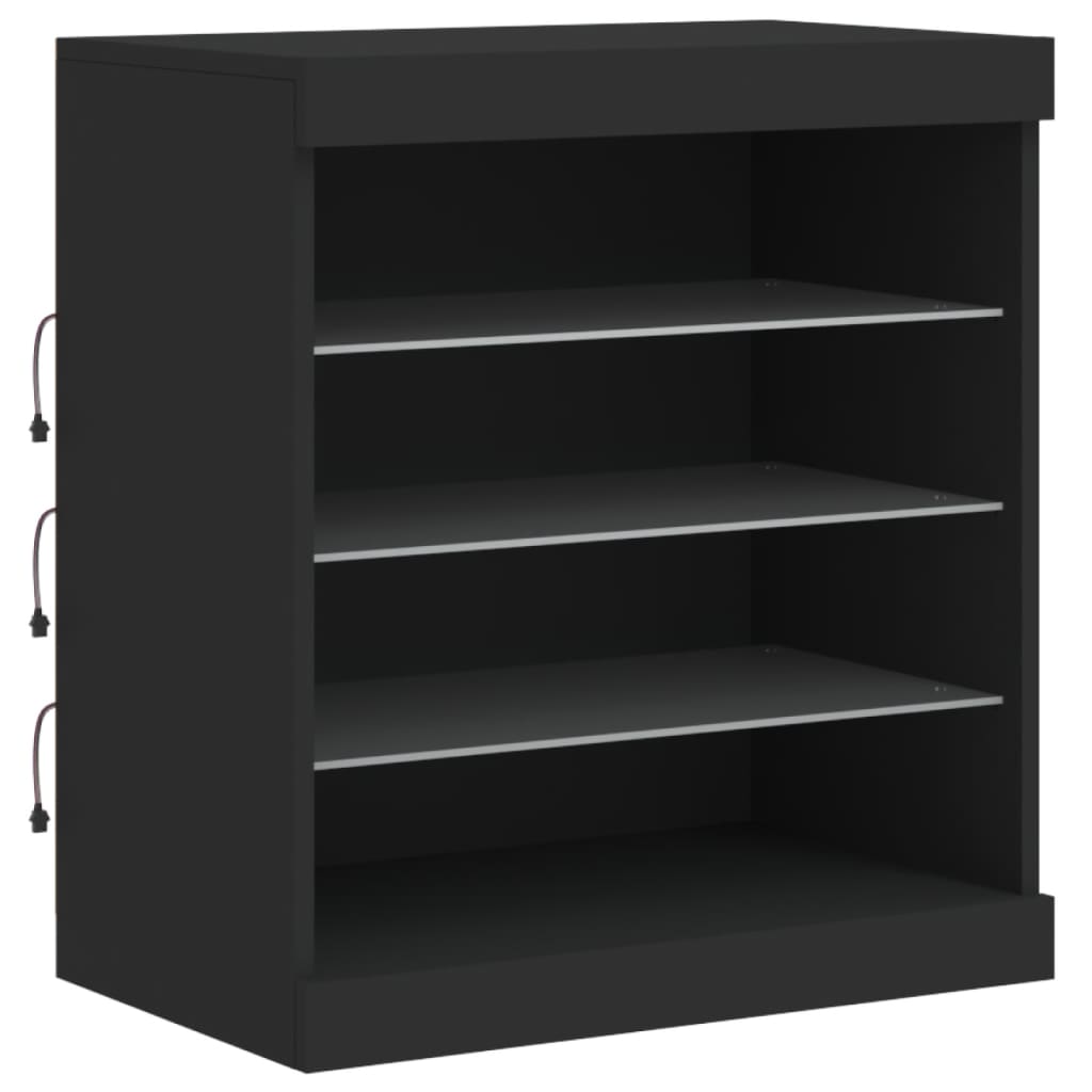 vidaXL Servantă cu lumini LED, negru, 60,5x37x67 cm