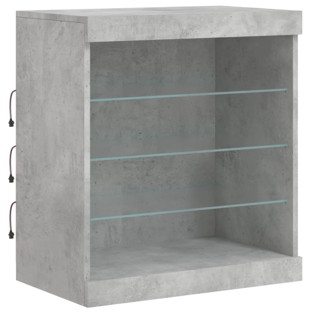 vidaXL Servantă cu lumini LED, gri beton, 60,5x37x67 cm