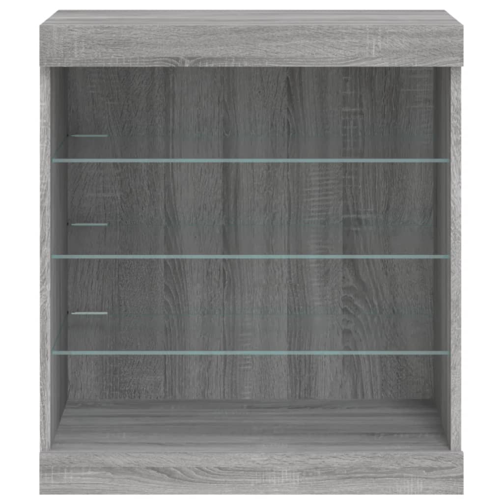 vidaXL Servantă cu lumini LED, gri sonoma, 60,5x37x67 cm