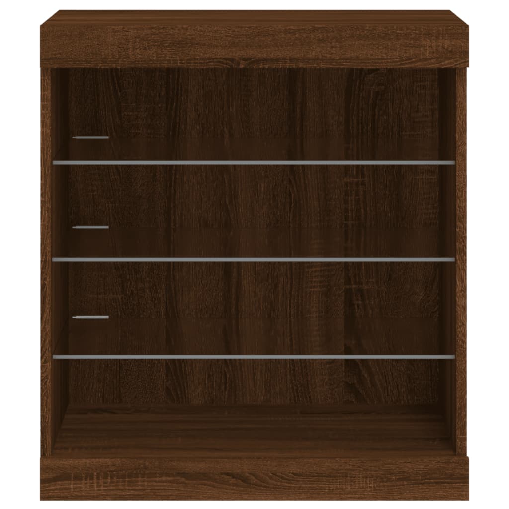 vidaXL Servantă cu lumini LED, stejar maro, 60,5x37x67 cm vidaXL Servantă cu lumini LED, stejar maro, 60,5x37x67 cm
