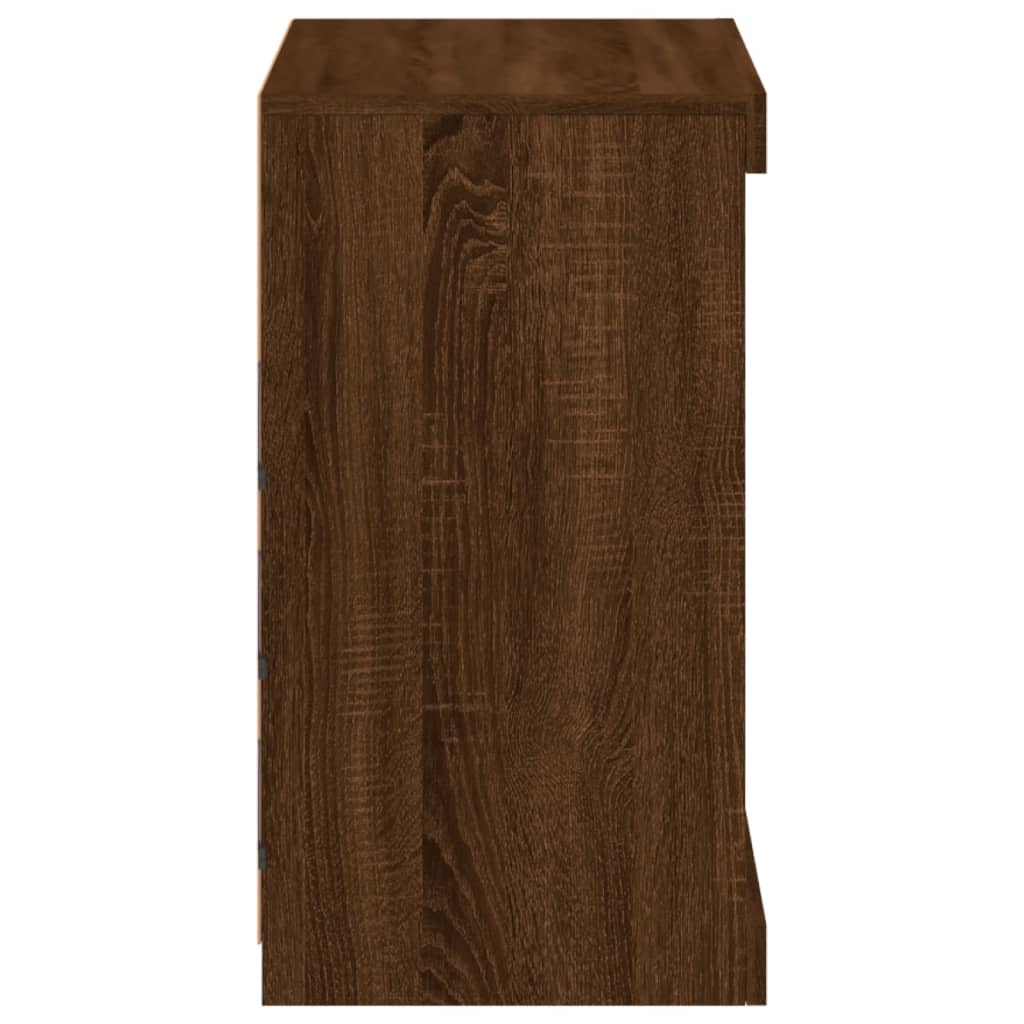 vidaXL Servantă cu lumini LED, stejar maro, 60,5x37x67 cm vidaXL Servantă cu lumini LED, stejar maro, 60,5x37x67 cm