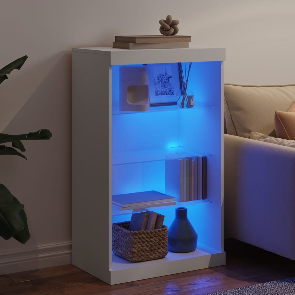 vidaXL Servantă cu lumini LED, alb, 60,5x37x100 cm
