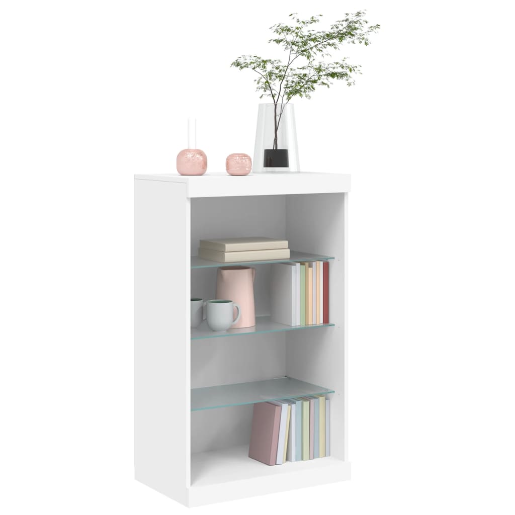 vidaXL Servantă cu lumini LED, alb, 60,5x37x100 cm