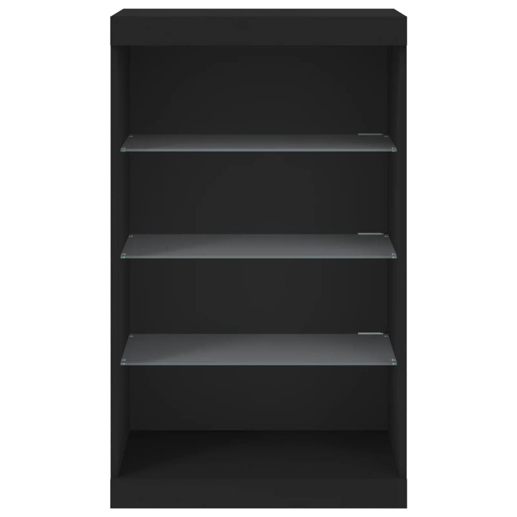 vidaXL Servantă cu lumini LED, negru, 60,5x37x100 cm