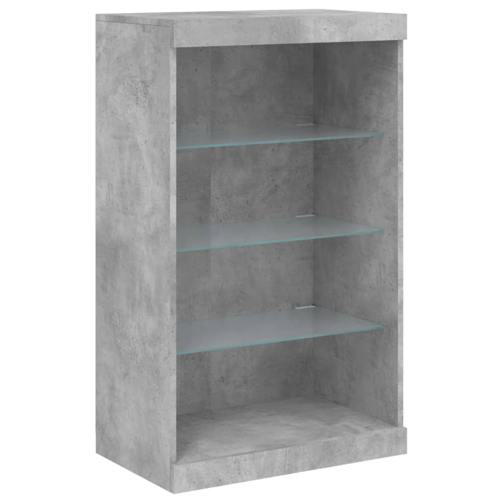 vidaXL Servantă cu lumini LED, gri beton, 60,5x37x100 cm vidaXL Servantă cu lumini LED, gri beton, 60,5x37x100 cm