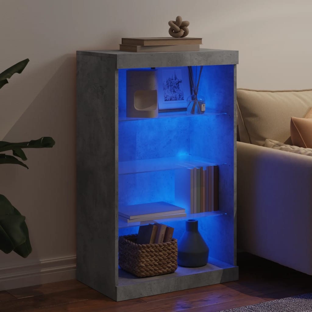 vidaXL Servantă cu lumini LED, gri beton, 60,5x37x100 cm vidaXL Servantă cu lumini LED, gri beton, 60,5x37x100 cm