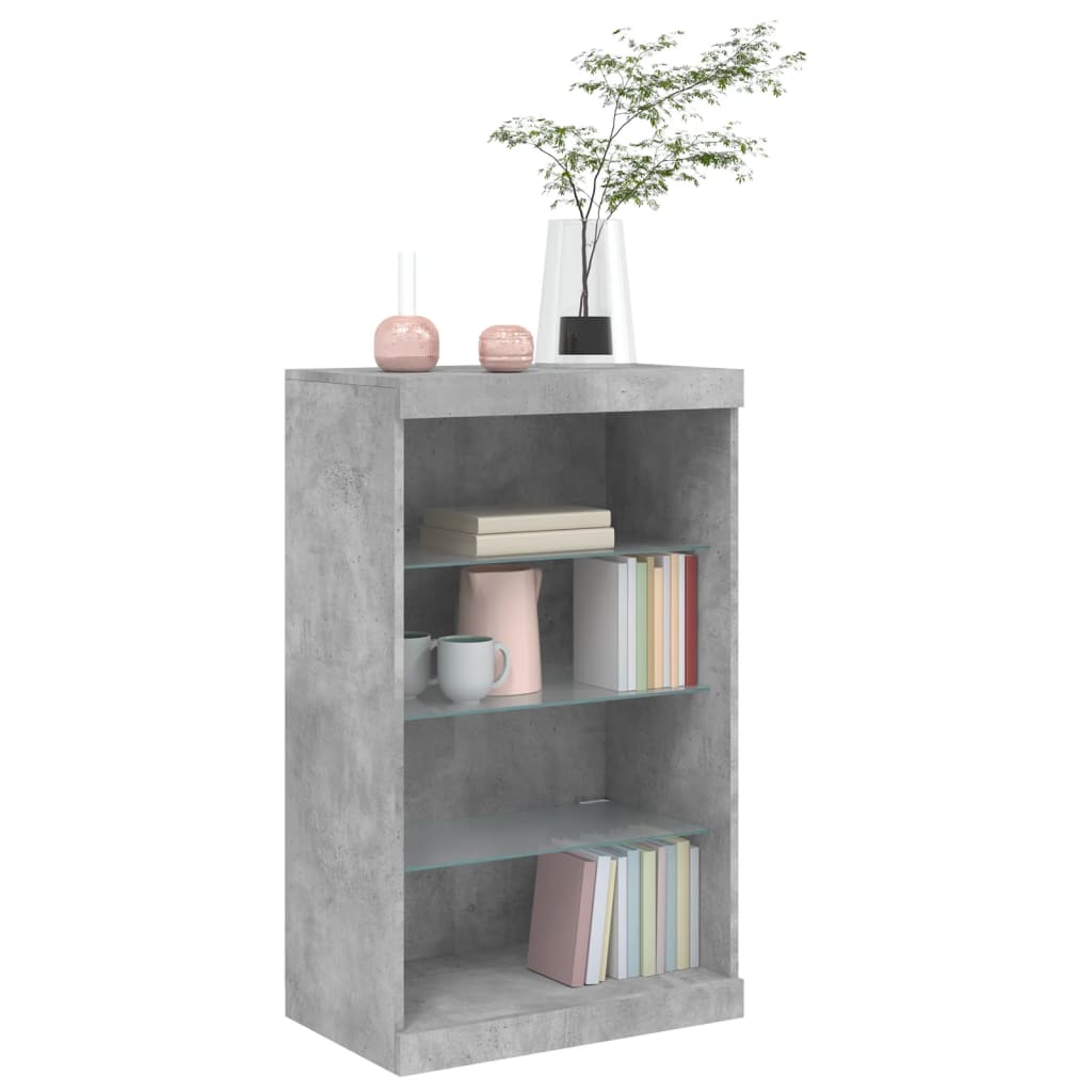 vidaXL Servantă cu lumini LED, gri beton, 60,5x37x100 cm vidaXL Servantă cu lumini LED, gri beton, 60,5x37x100 cm