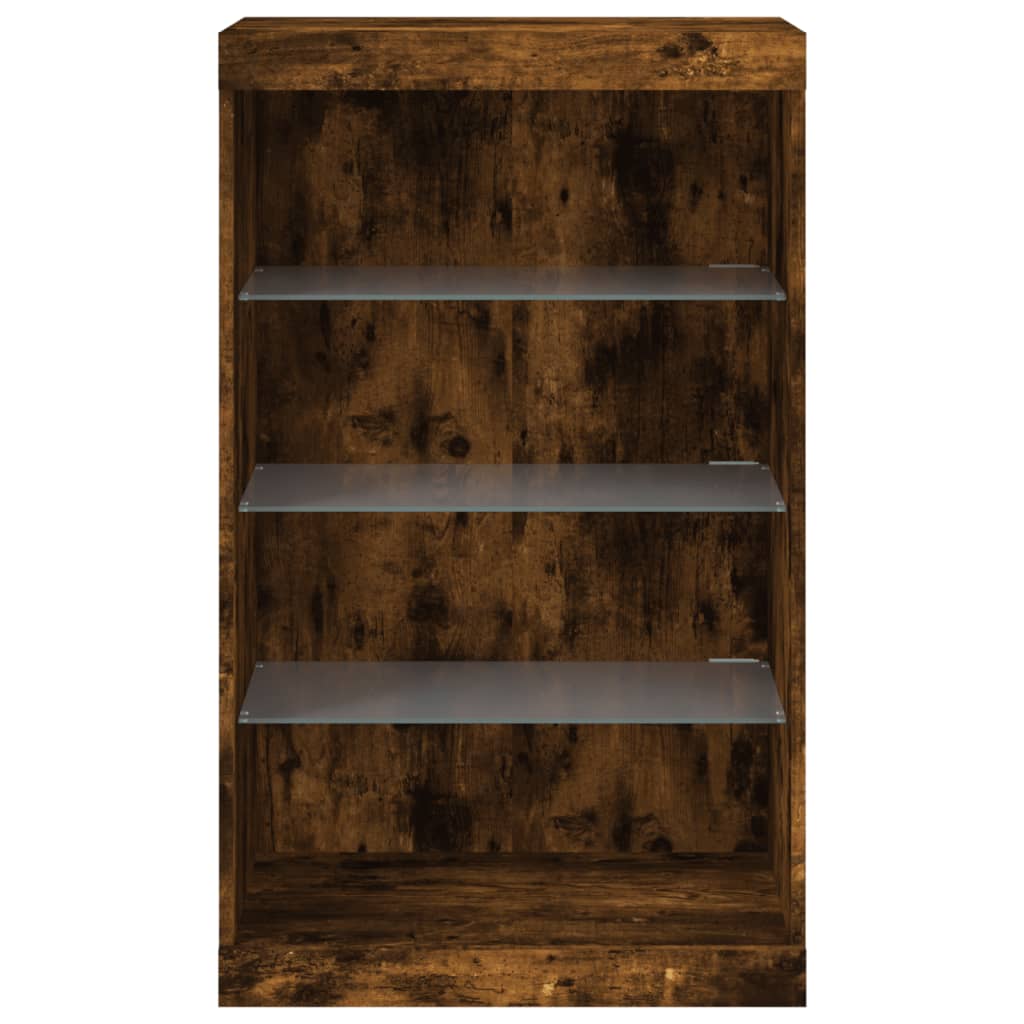 vidaXL Servantă cu lumini LED, stejar fumuriu, 60,5x37x100 cm vidaXL Servantă cu lumini LED, stejar fumuriu, 60,5x37x100 cm
