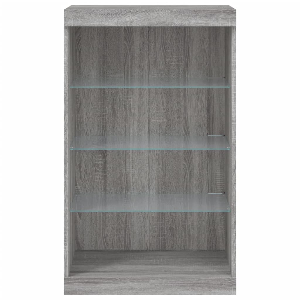 vidaXL Servantă cu lumini LED, gri sonoma, 60,5x37x100 cm vidaXL Servantă cu lumini LED, gri sonoma, 60,5x37x100 cm