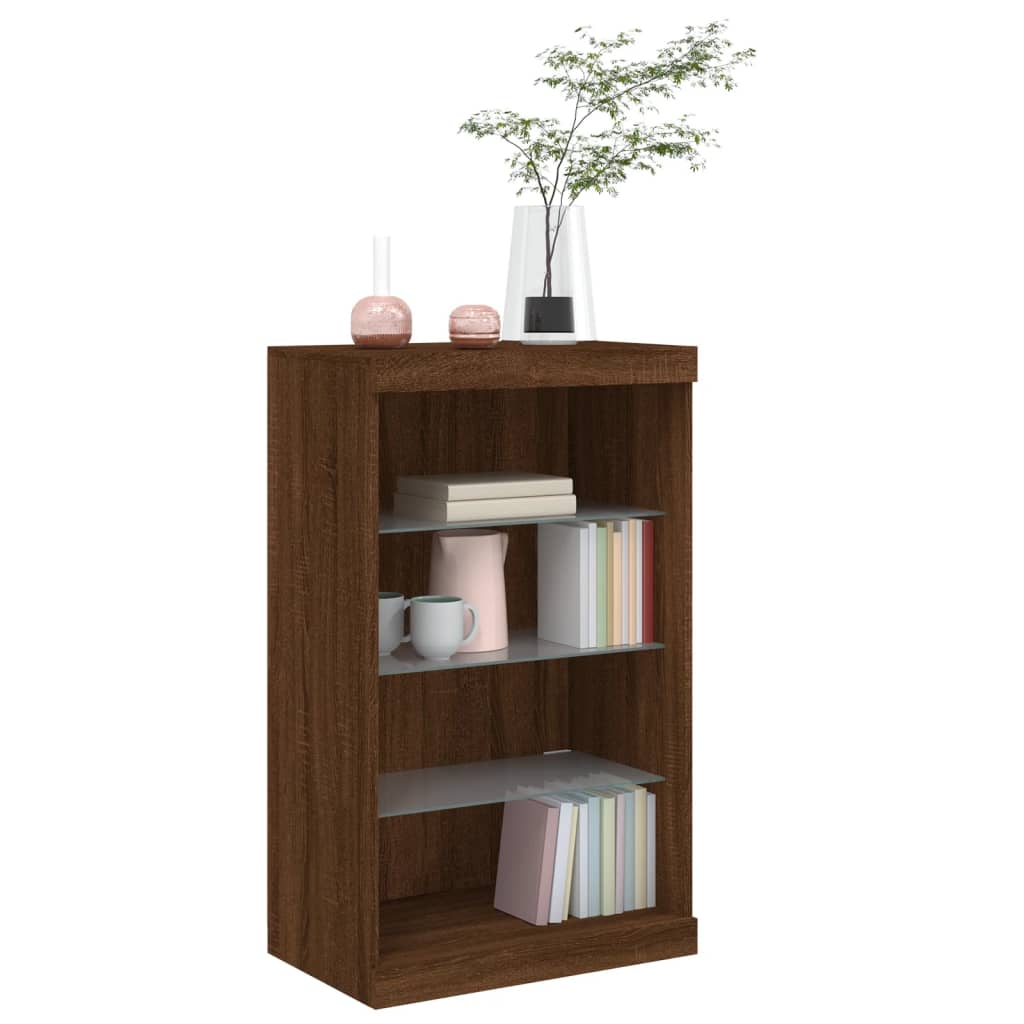 vidaXL Servantă cu lumini LED, stejar maro, 60,5x37x100 cm