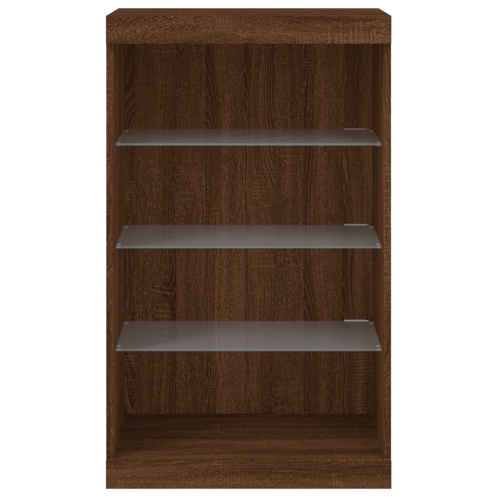 vidaXL Servantă cu lumini LED, stejar maro, 60,5x37x100 cm