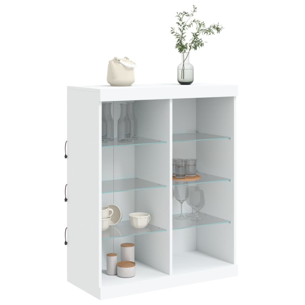 vidaXL Servantă cu lumini LED, alb, 81x37x100 cm vidaXL Servantă cu lumini LED, alb, 81x37x100 cm
