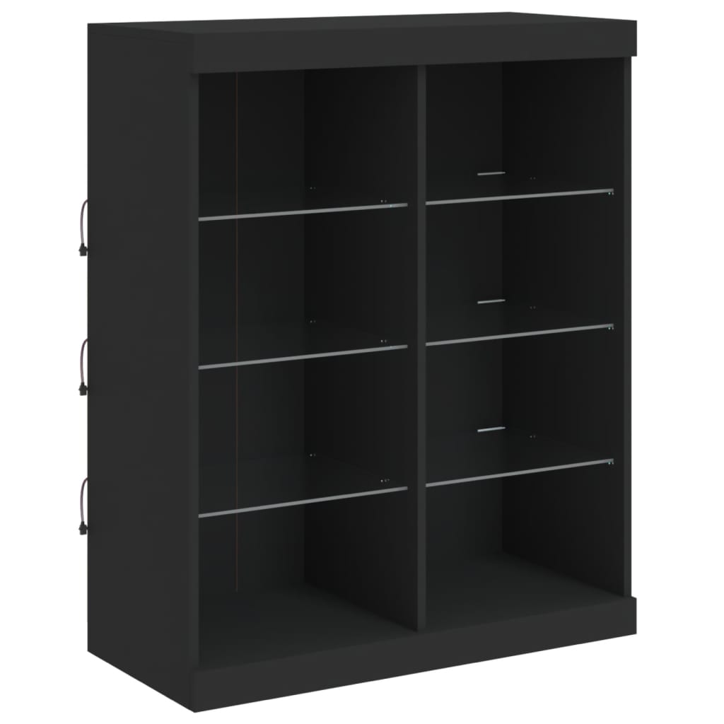 vidaXL Servantă cu lumini LED, negru, 81x37x100 cm