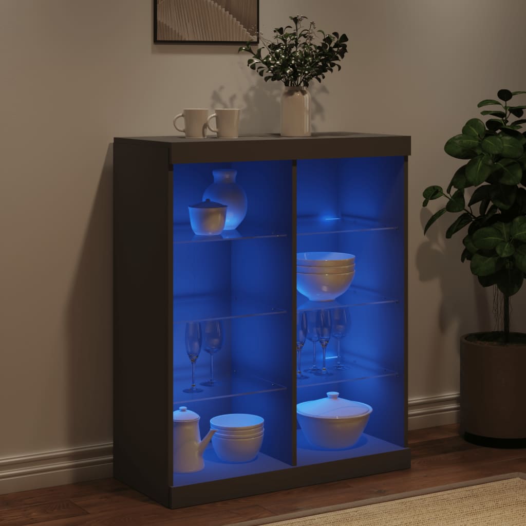vidaXL Servantă cu lumini LED, negru, 81x37x100 cm