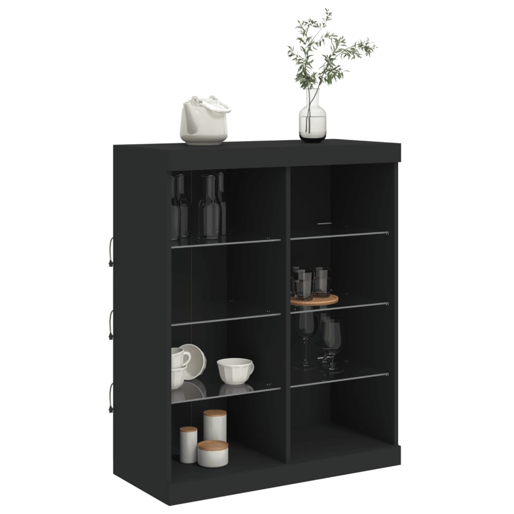 vidaXL Servantă cu lumini LED, negru, 81x37x100 cm