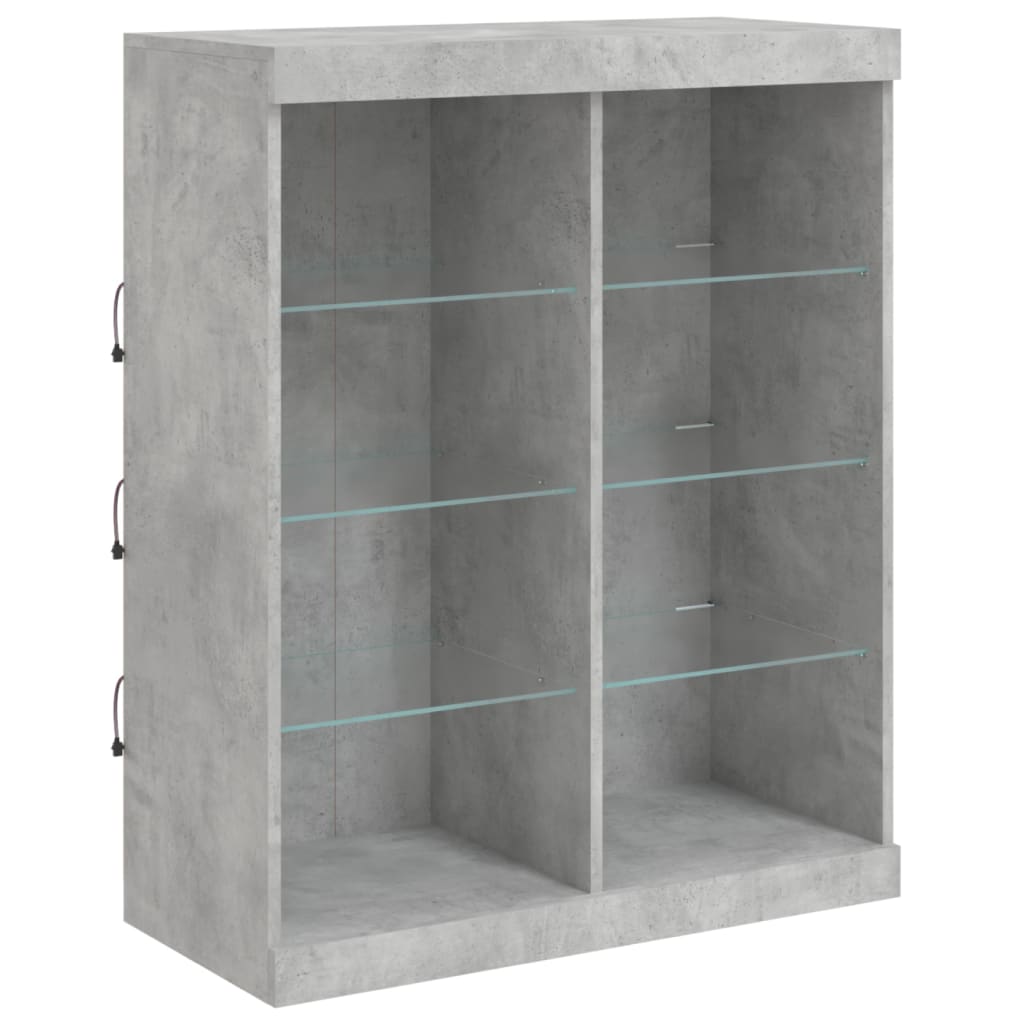 vidaXL Servantă cu lumini LED, gri beton, 81x37x100 cm