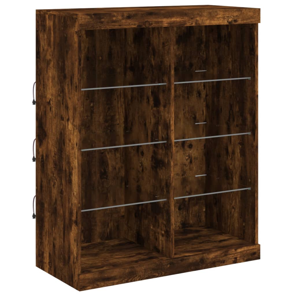 vidaXL Servantă cu lumini LED, stejar fumuriu, 81x37x100 cm