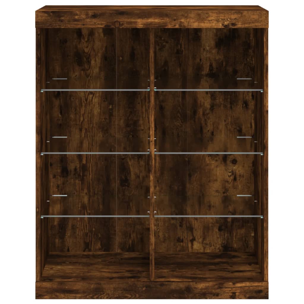 vidaXL Servantă cu lumini LED, stejar fumuriu, 81x37x100 cm