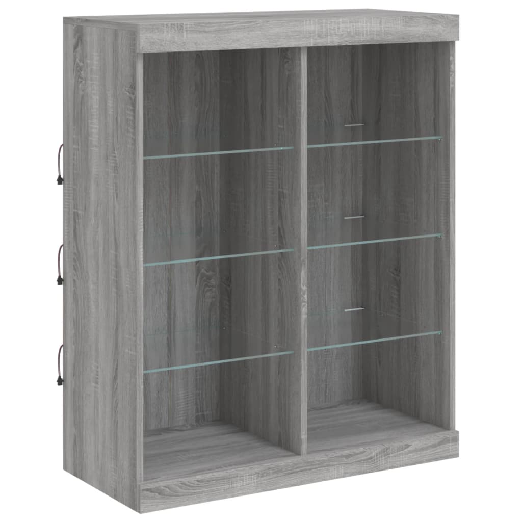 vidaXL Servantă cu lumini LED, gri sonoma, 81x37x100 cm vidaXL Servantă cu lumini LED, gri sonoma, 81x37x100 cm