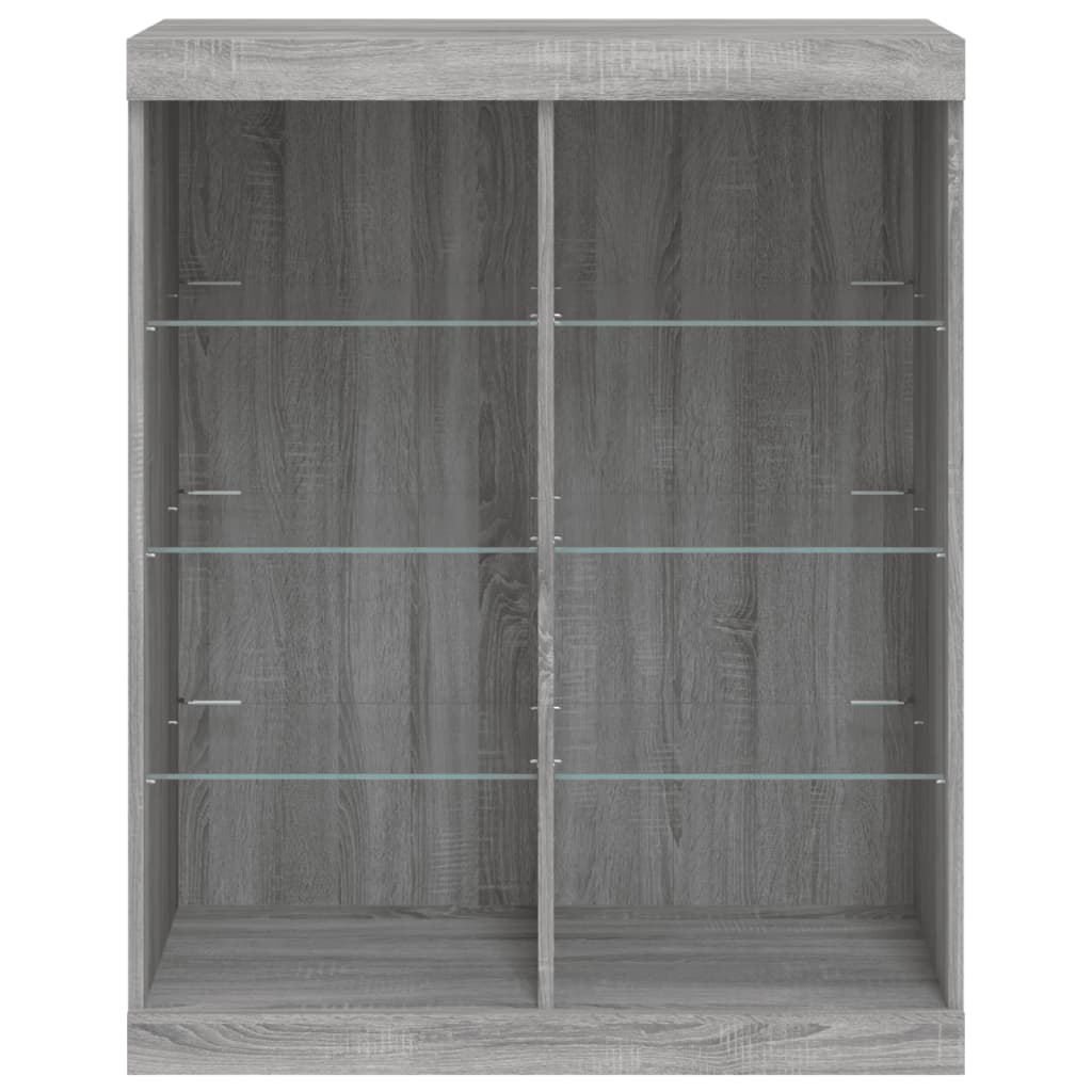 vidaXL Servantă cu lumini LED, gri sonoma, 81x37x100 cm vidaXL Servantă cu lumini LED, gri sonoma, 81x37x100 cm