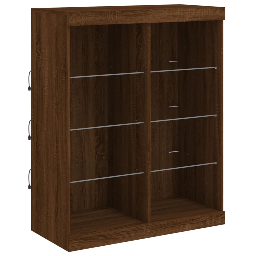 vidaXL Servantă cu lumini LED, stejar maro, 81x37x100 cm