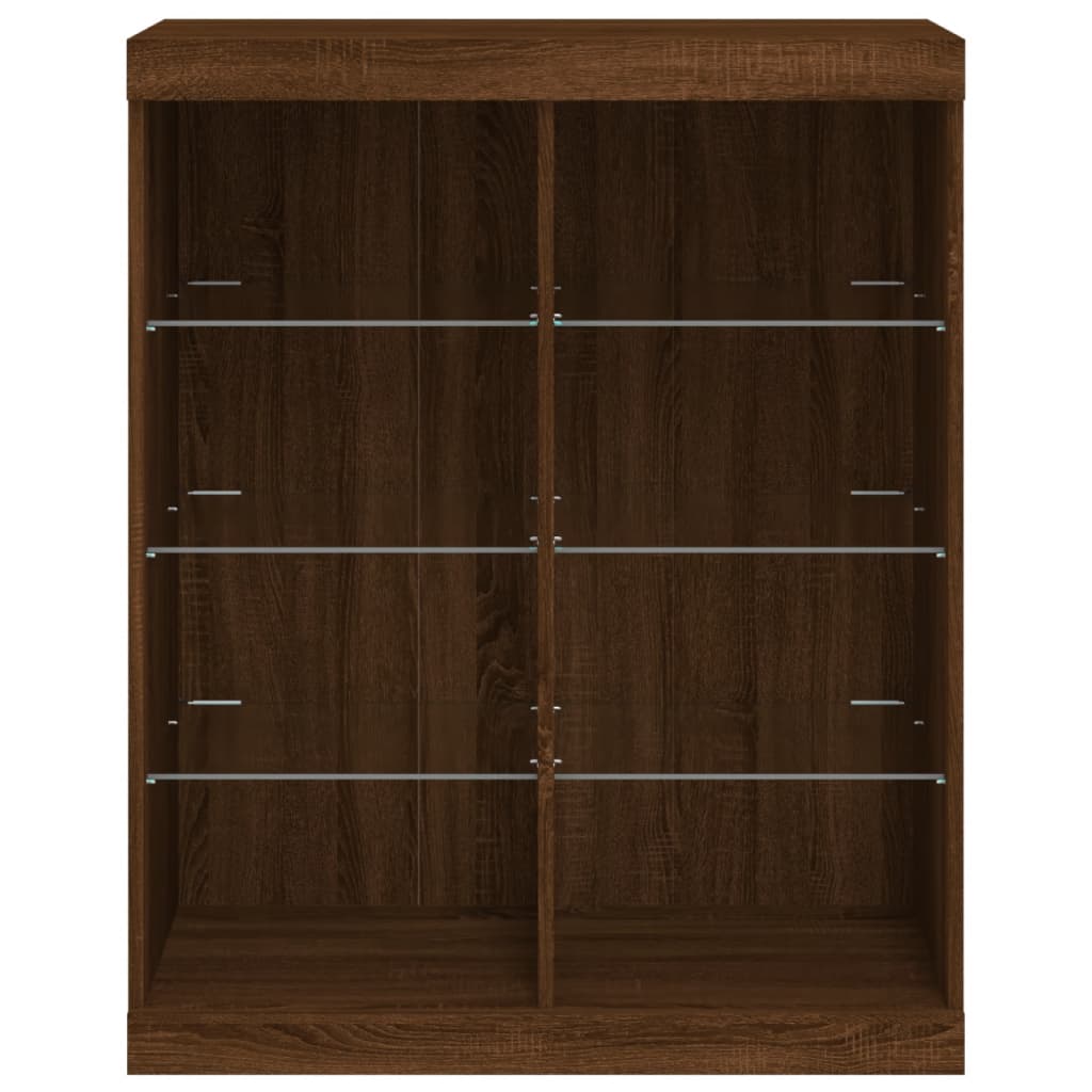 vidaXL Servantă cu lumini LED, stejar maro, 81x37x100 cm