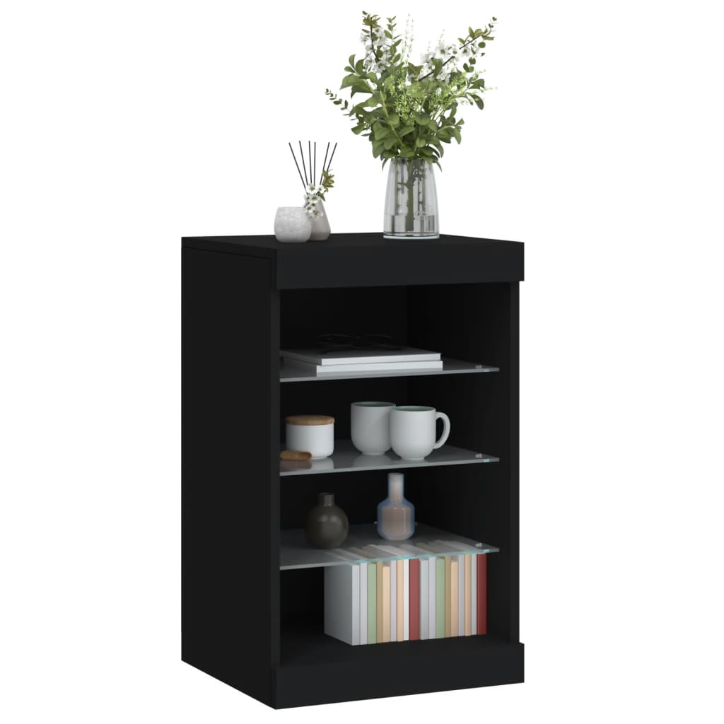 vidaXL Servantă cu lumini LED, negru, 41x37x67 cm vidaXL Servantă cu lumini LED, negru, 41x37x67 cm