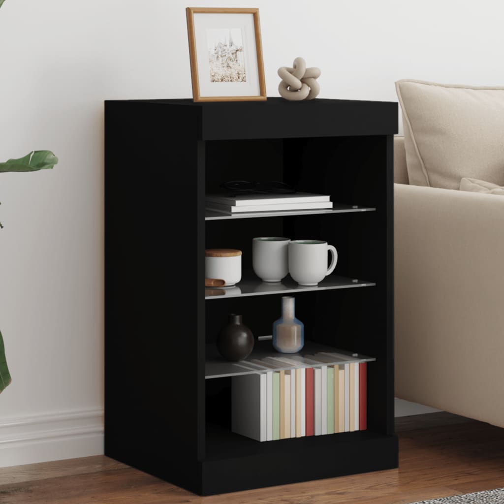 vidaXL Servantă cu lumini LED, negru, 41x37x67 cm vidaXL Servantă cu lumini LED, negru, 41x37x67 cm