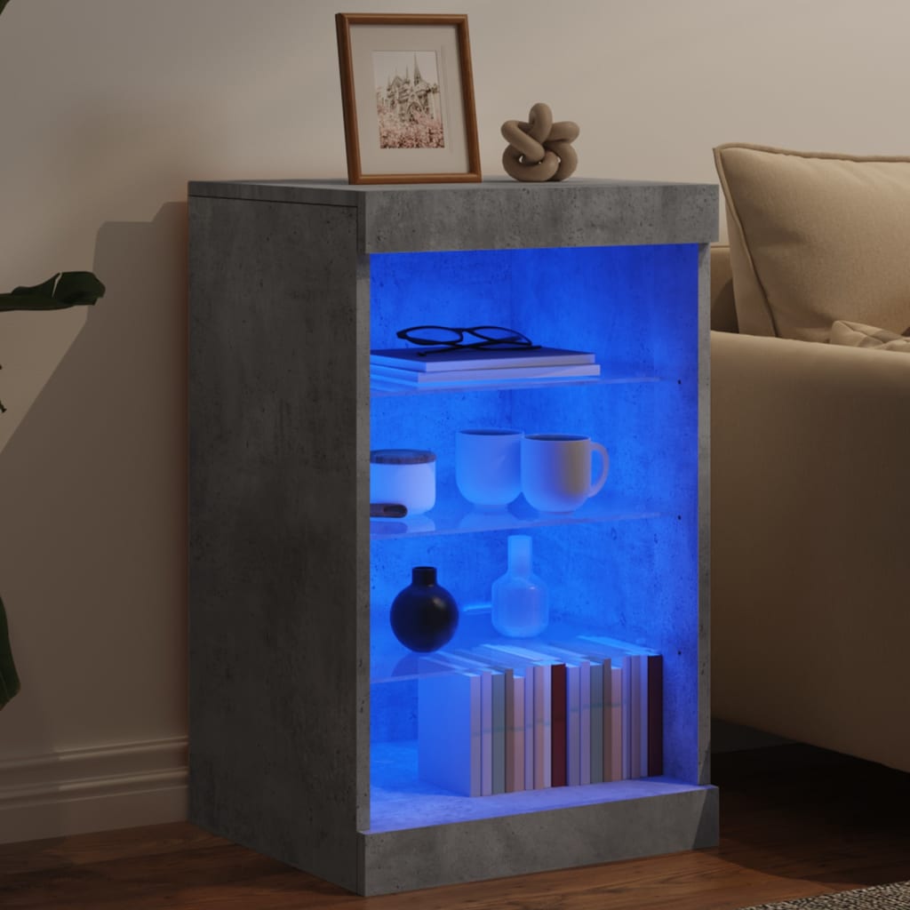 vidaXL Servantă cu lumini LED, gri beton, 41x37x67 cm