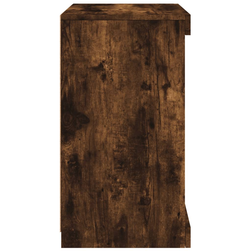 vidaXL Servantă cu lumini LED, stejar fumuriu, 41x37x67 cm