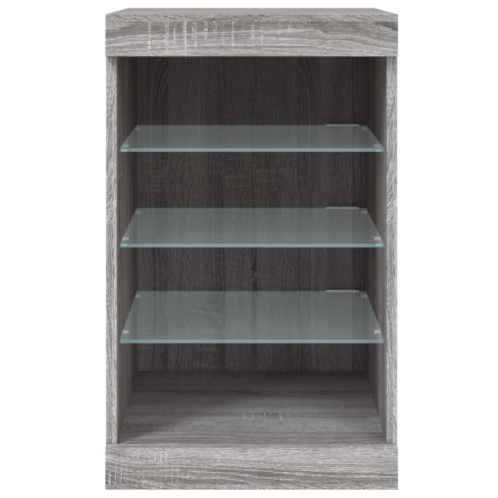 vidaXL Servantă cu lumini LED, gri sonoma, 41x37x67 cm vidaXL Servantă cu lumini LED, gri sonoma, 41x37x67 cm
