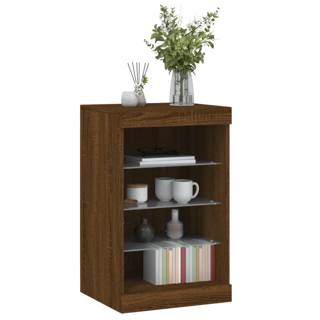 vidaXL Servantă cu lumini LED, stejar maro, 41x37x67 cm vidaXL Servantă cu lumini LED, stejar maro, 41x37x67 cm