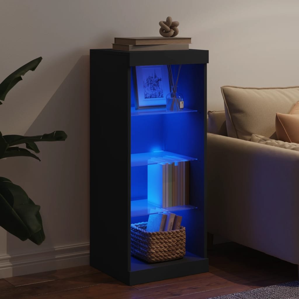 vidaXL Servantă cu lumini LED, negru, 41x37x100 cm