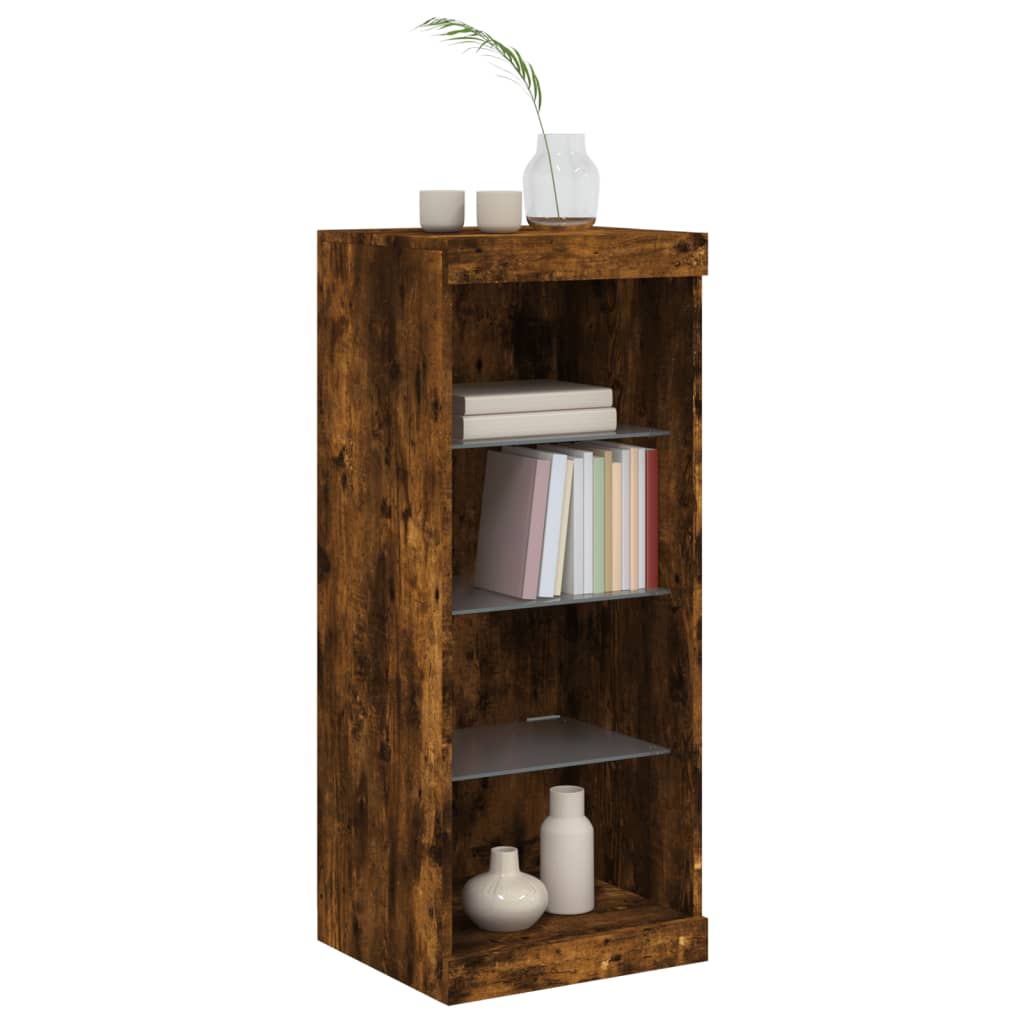 vidaXL Servantă cu lumini LED, stejar fumuriu, 41x37x100 cm vidaXL Servantă cu lumini LED, stejar fumuriu, 41x37x100 cm