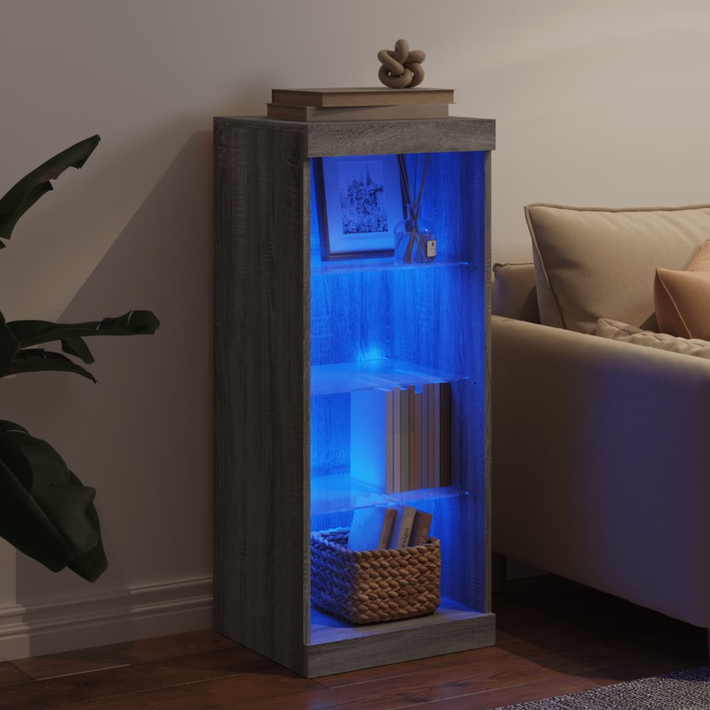 vidaXL Servantă cu lumini LED, gri sonoma, 41x37x100 cm vidaXL Servantă cu lumini LED, gri sonoma, 41x37x100 cm